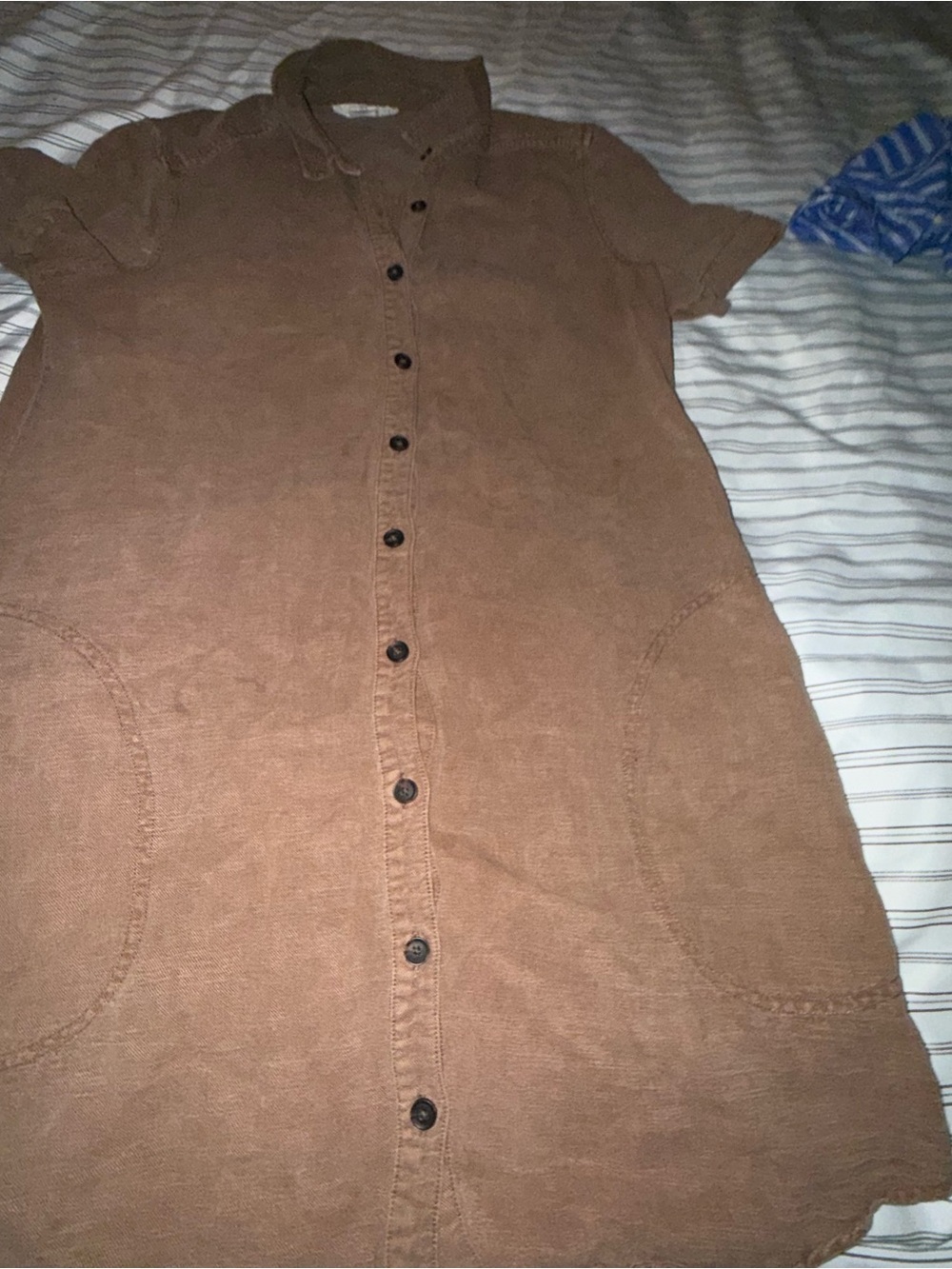 Lucky Brand Brown Button-Front Short Sleeve Shirt Dress